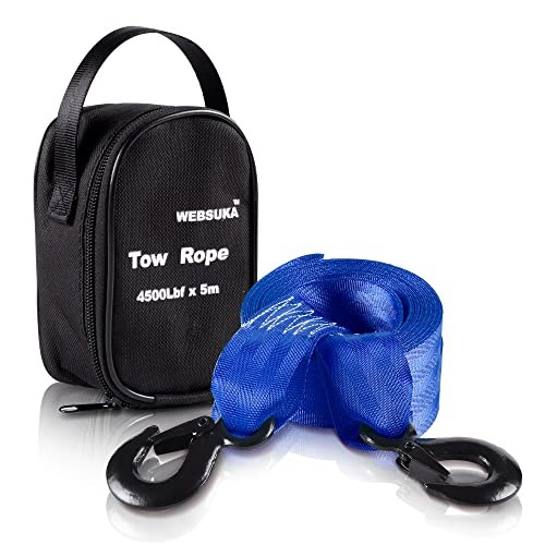 Trailer Winch Strap with Hook, 1.5in 16ft Heavy Duty 1.5&Prime;x16ft-4500lbs Blue