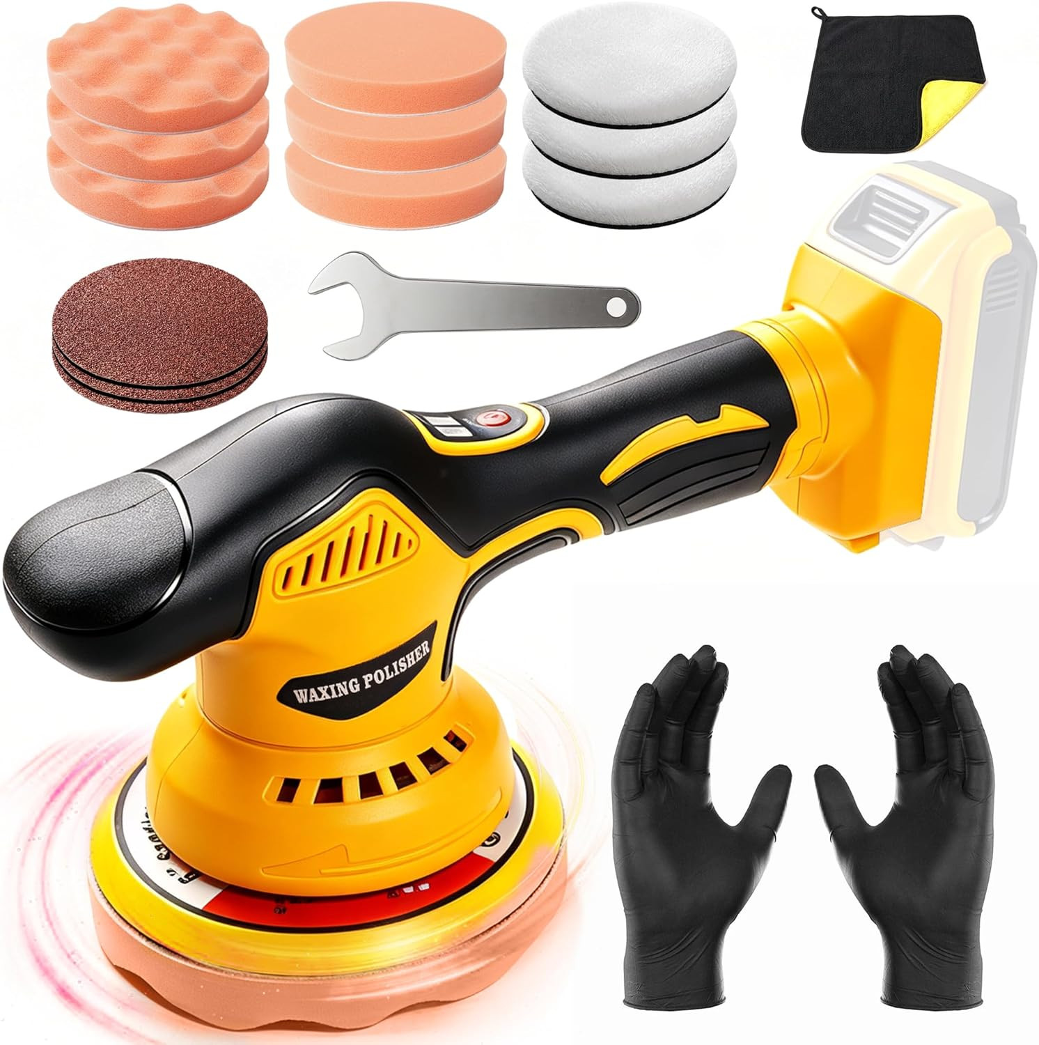 Cordless Buffer Polisher Compatible with Dewalt 20V Battery, 6 Inch Orbital Car