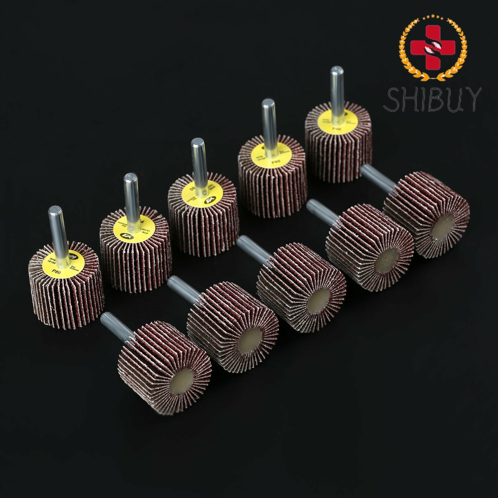 Drill 10pcs 6mm Shank Flap Sandpaper Wheel Disc Grinding Sanding Abrasive Parts