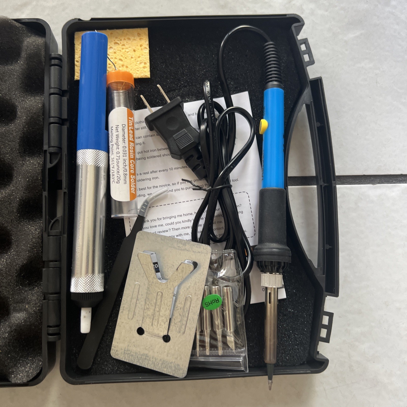 60W Soldering Iron Kit Adjustable Temp 110V Electronics Repair Tool Set Case