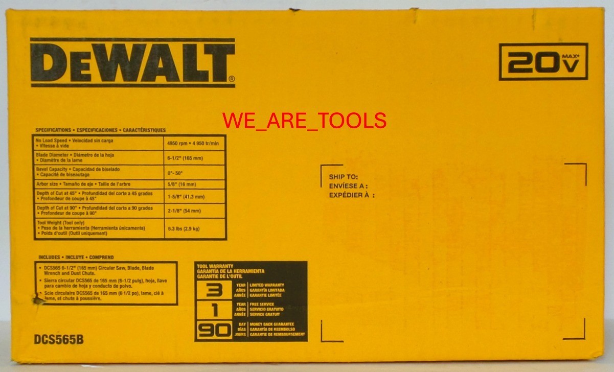 Dewalt DCS565B 20 Volt MAX 6-1/2&Prime; Brushless Cordless Circular Saw 20V XR