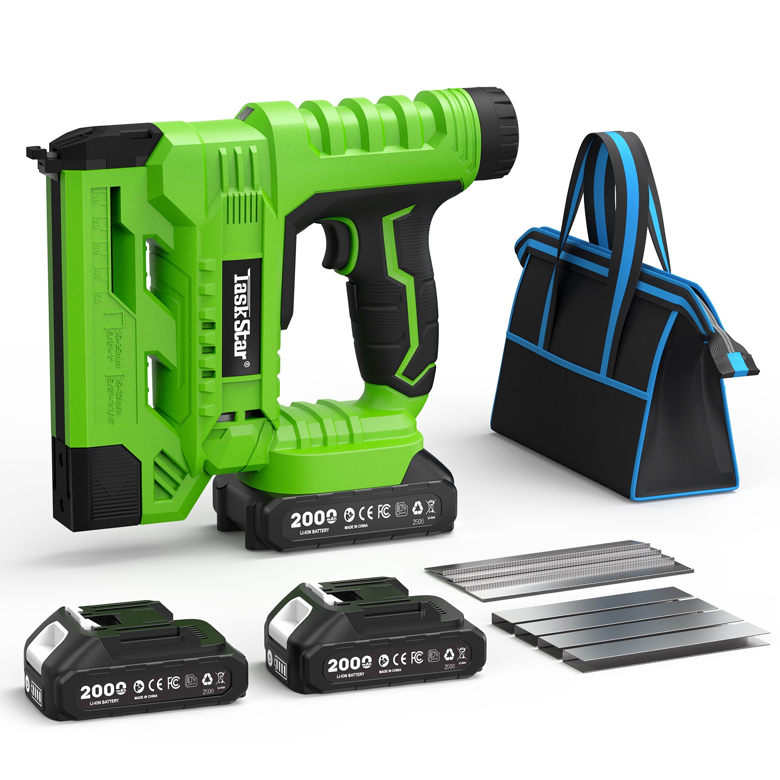 TaskStar 21V 18 Gauge Electric Nail Gun 2xBattery,2 in 1 Cordless Brad Nailer