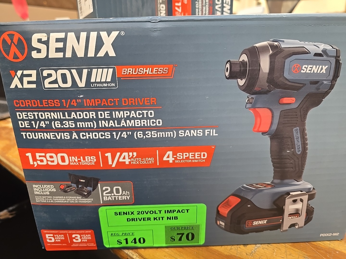Senix PDIX2-M2 20V Max BL 1/4&Prime; Cordless Impact Driver Kit (2 Ah) New