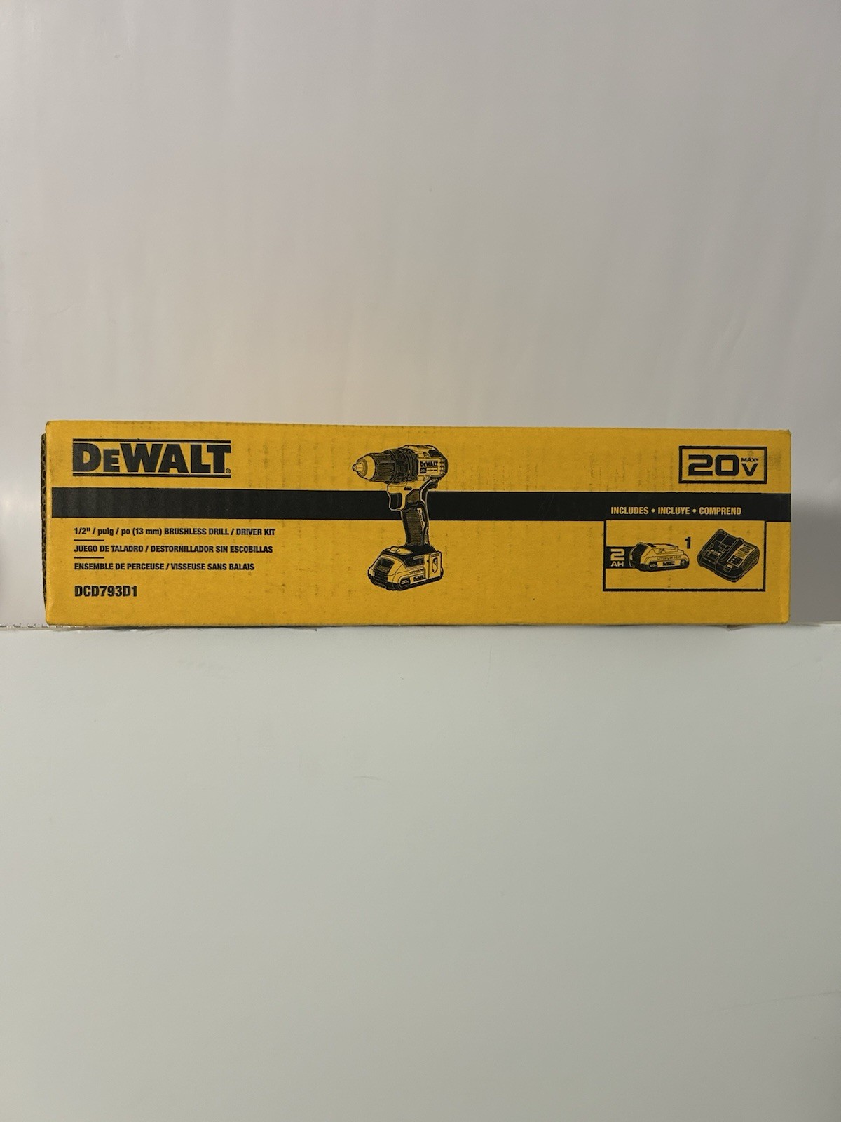 Brand New DEWALT 20V MAX Brushless 1/2in Keyless Drill Kit DCD793D1 2Ah Batt+Chg