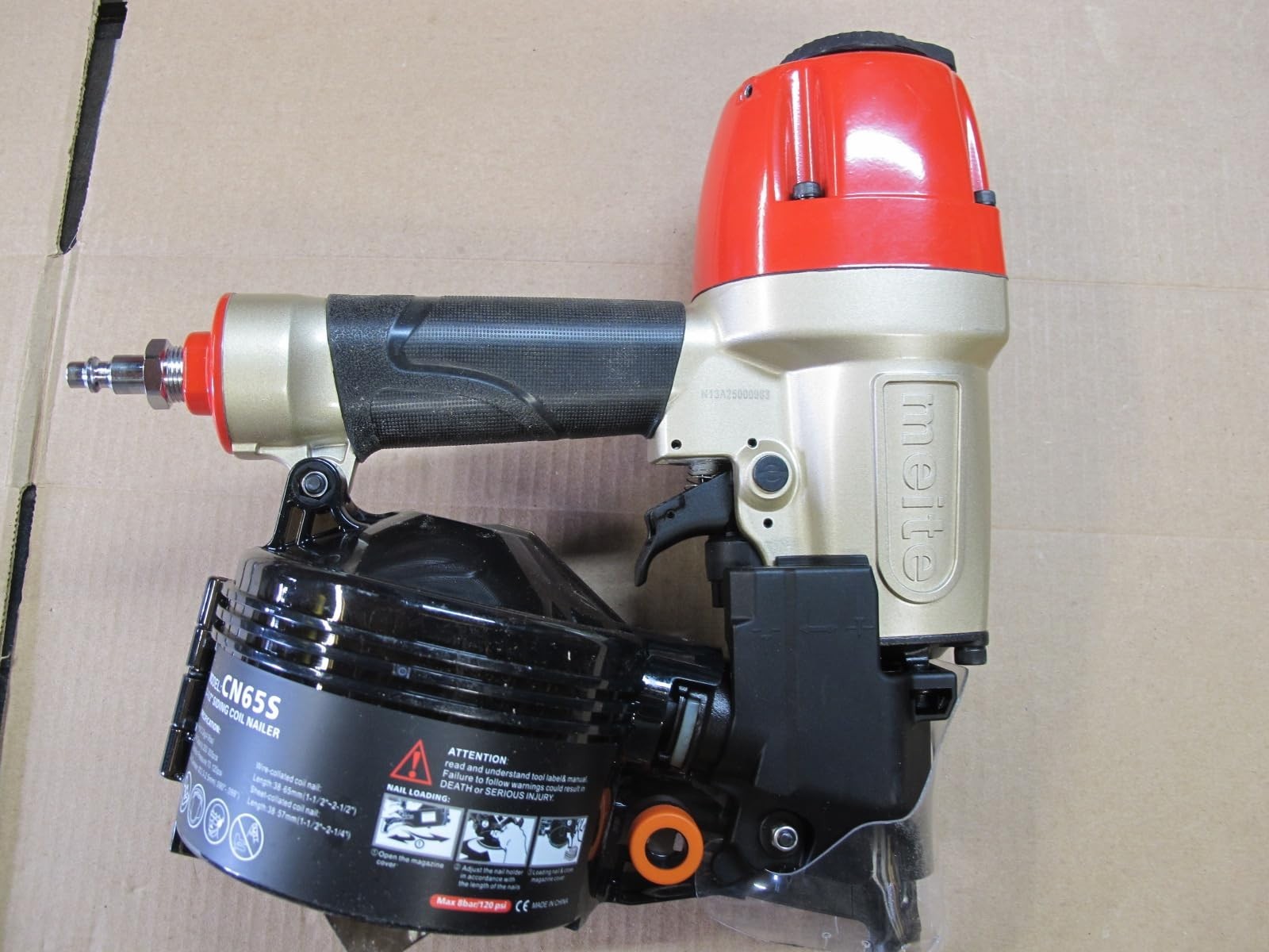 meite CN65S 2-1/2&Prime; Pneumatic Coil Siding & Fencing Nailer Heavy-duty Gun New