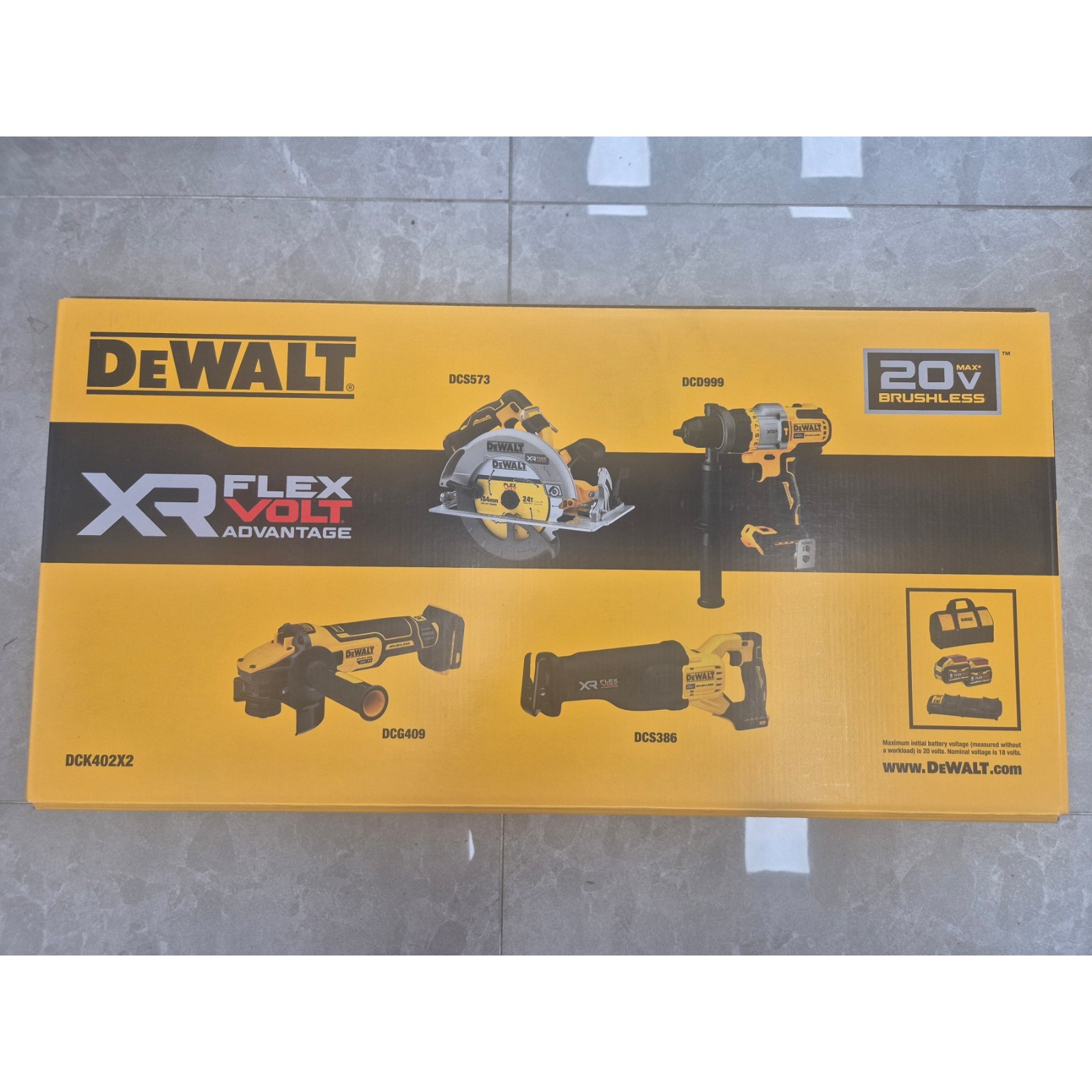 DeWalt DCK402X2 20V XR FlexVolt Advantage 4-Tool Combo Kit Brushless