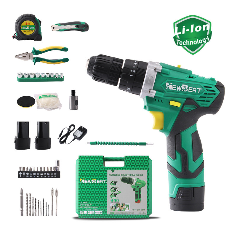 20Nm 12V Cordless Drill Driver Set 18+2 Torque 2-Speed LED Light with Case