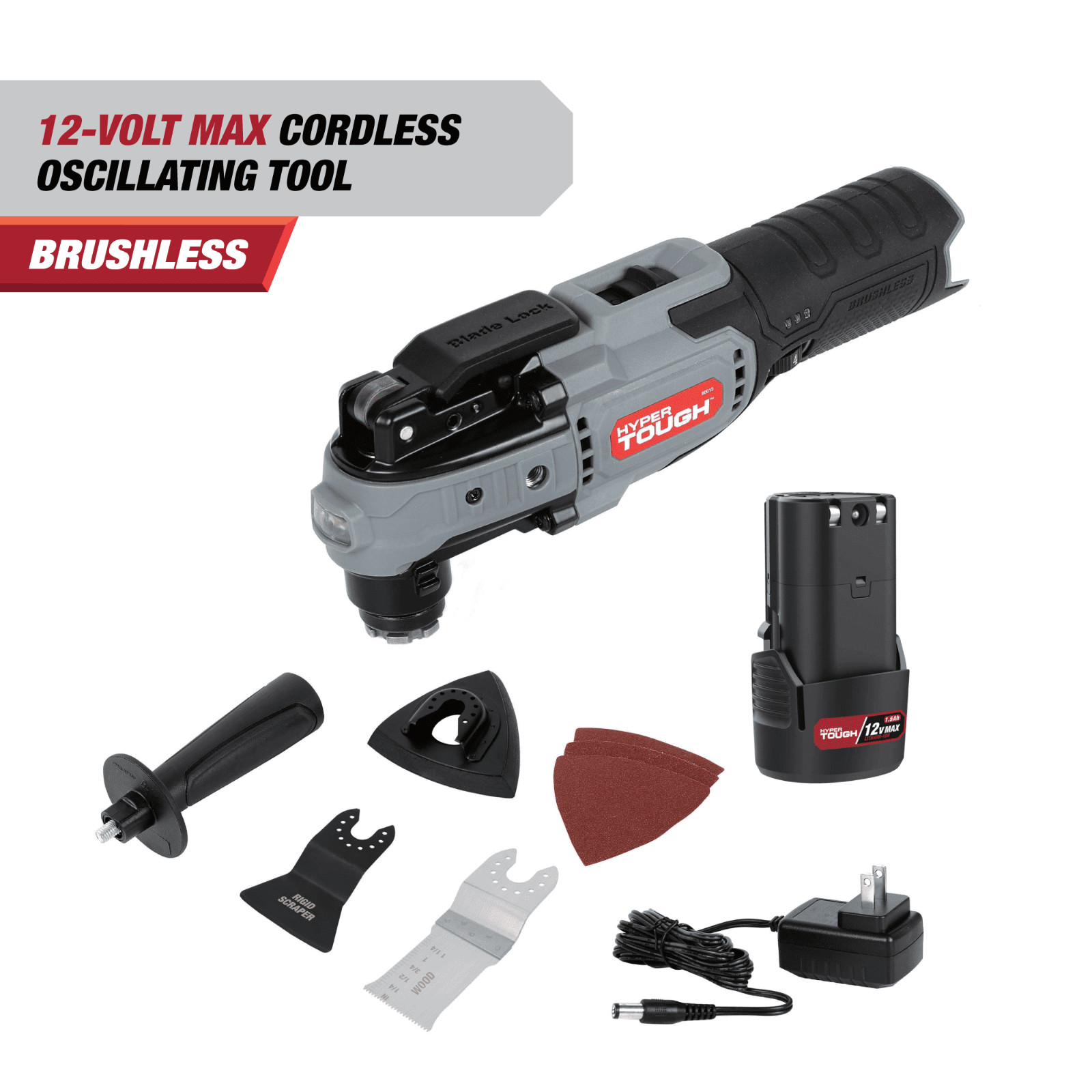 Hyper Tough 12V Max Lithium-Ion Brushless Oscillating Multi-Tool 1.5Ah Battery™