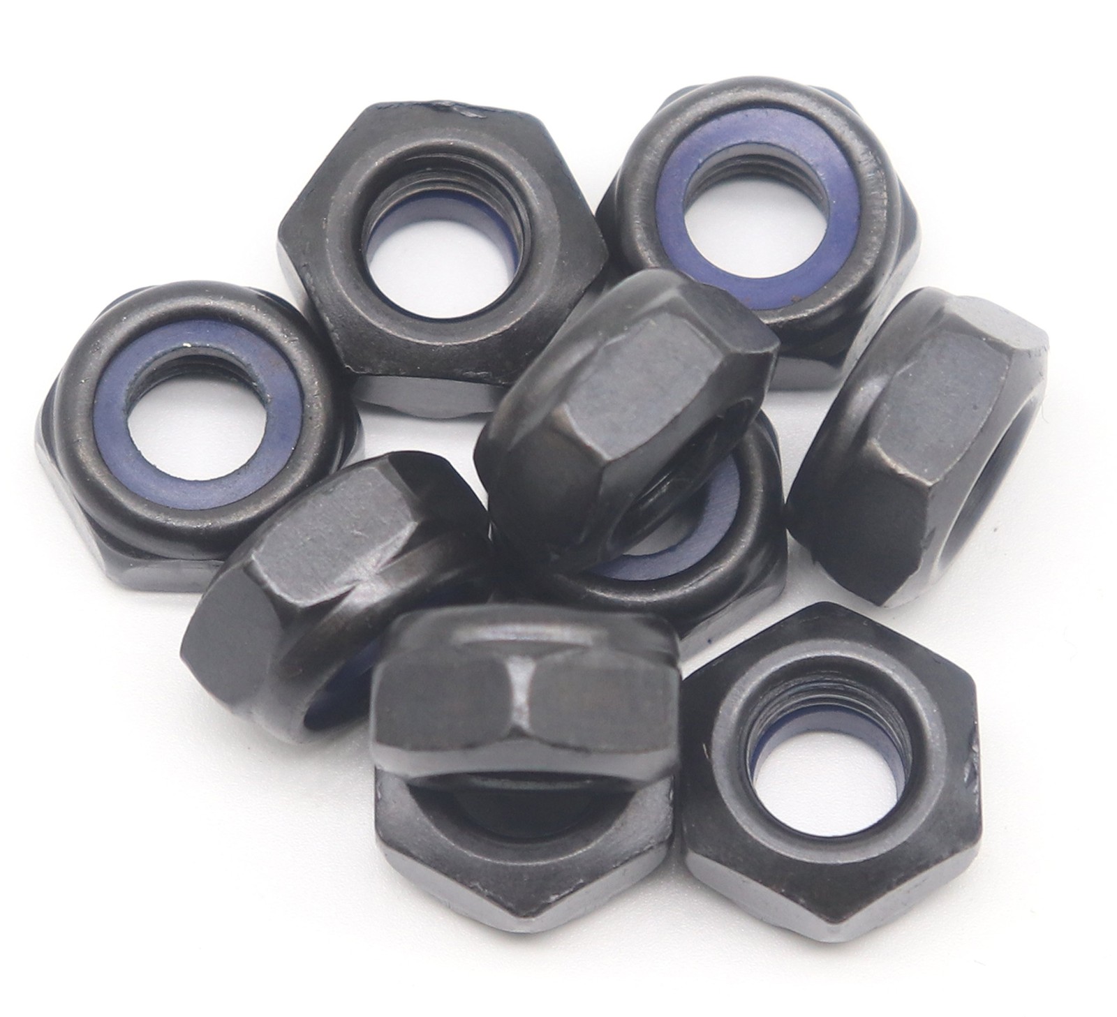 binifiMux 10Pcs M10 x 1.5mm Black Hex Nylon Insert Self Lock Nuts, m10,