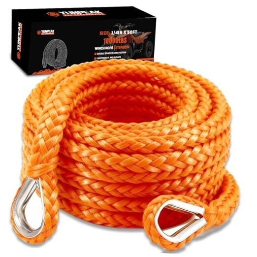 Winch Rope Extension, 1/4 » x 50ft 10,000Lbs 1/4-Orange-10000lbs Orange