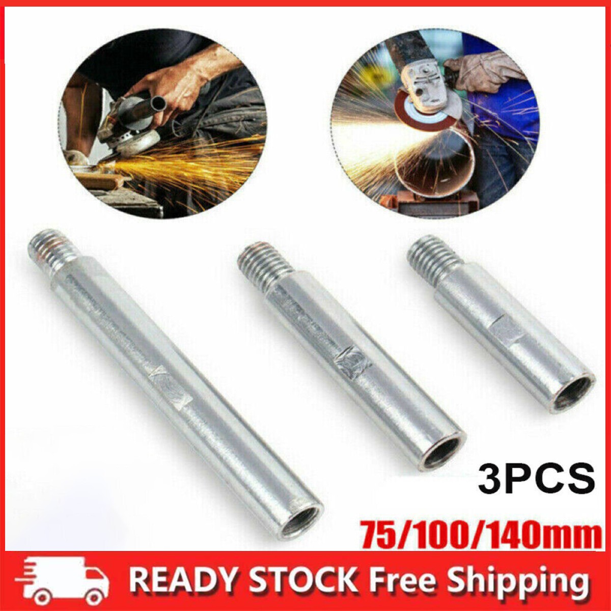 3Pcs Angle Grinder Adapter Rod Kit Extension Rod M14 Adapter Rod Polishing Tool