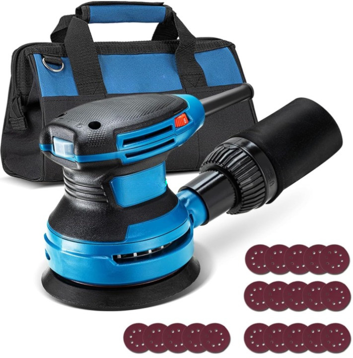 Lijadora Orbital 5&Prime; 3.2A 12800OPM 6 Velocidades con Lijas y Bolsa, Nuevo