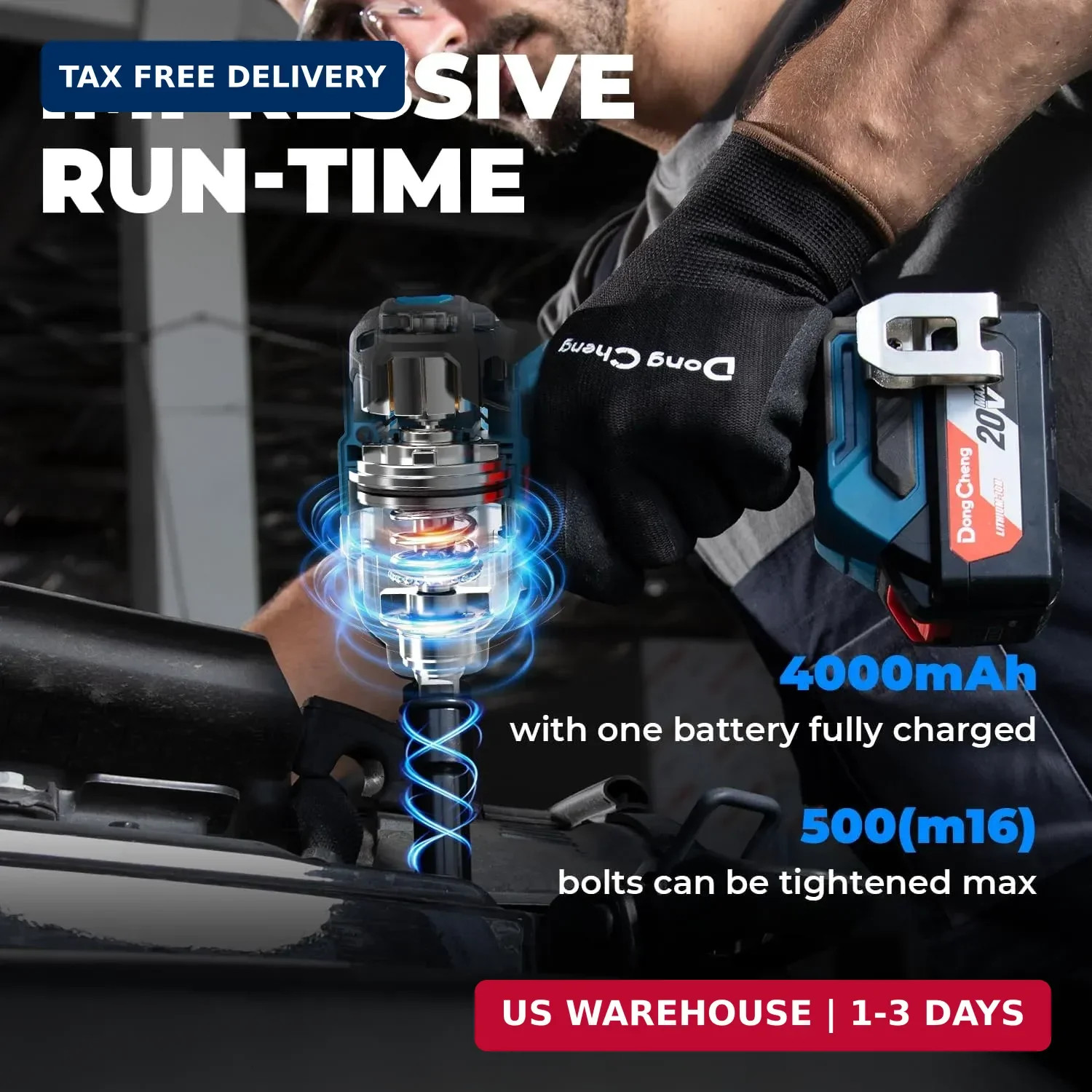 20V Brushless Impact Wrench, Max Torque 503 ft-lbs (682 N.m), 1/2 inc