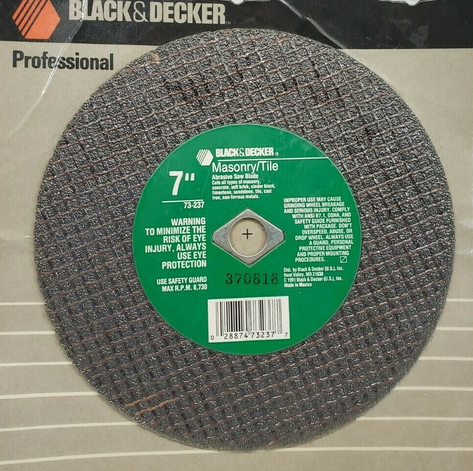 Black & Decker Professional Masonry Tile Saw Blade 7&Prime; x 1/8&Prime; Fits 5/8&Prime; Shaft