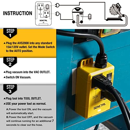 Automatic Vacuum Switch with 5 Ft Power Cord Allow Power 5 Ft (1.5 Meters)