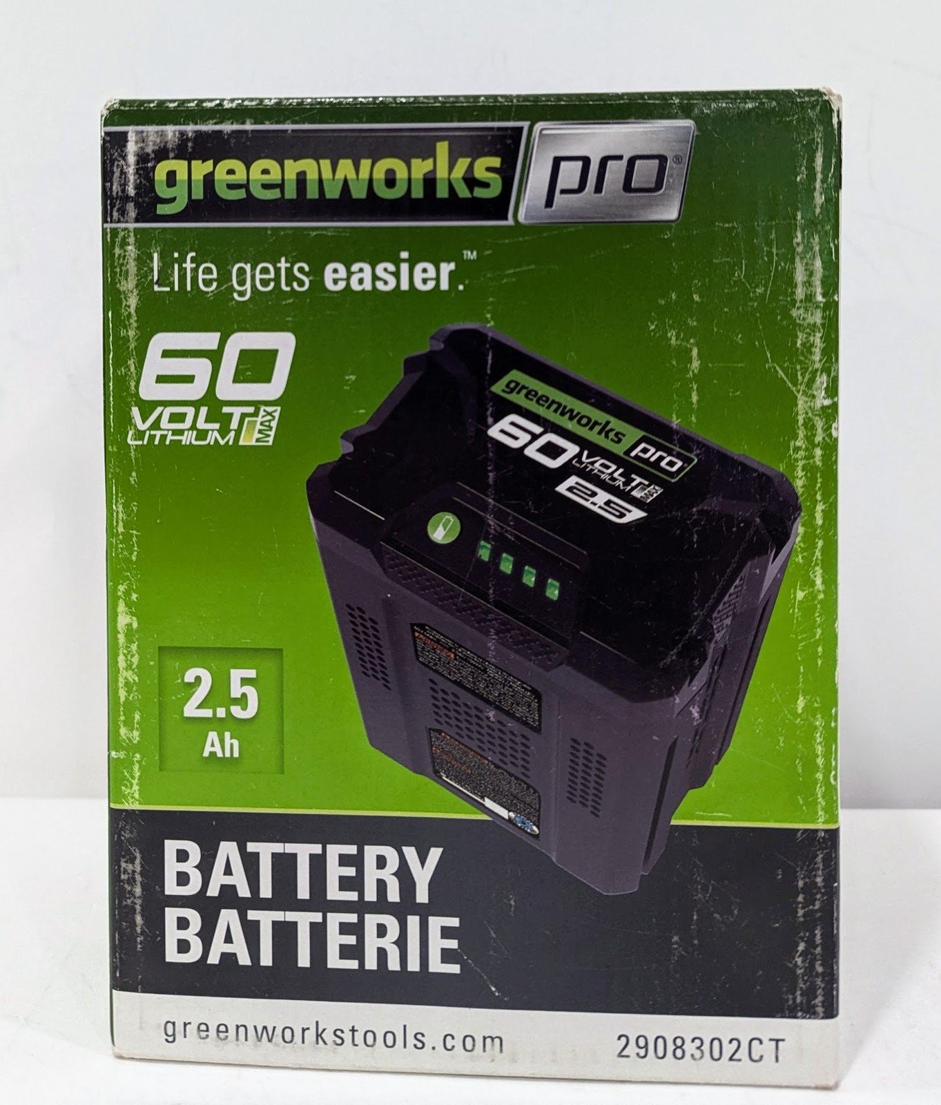 GreenWorks Pro 60 Max 2.5Ah Rechargeable Lithium-Ion Battery LB60A03
