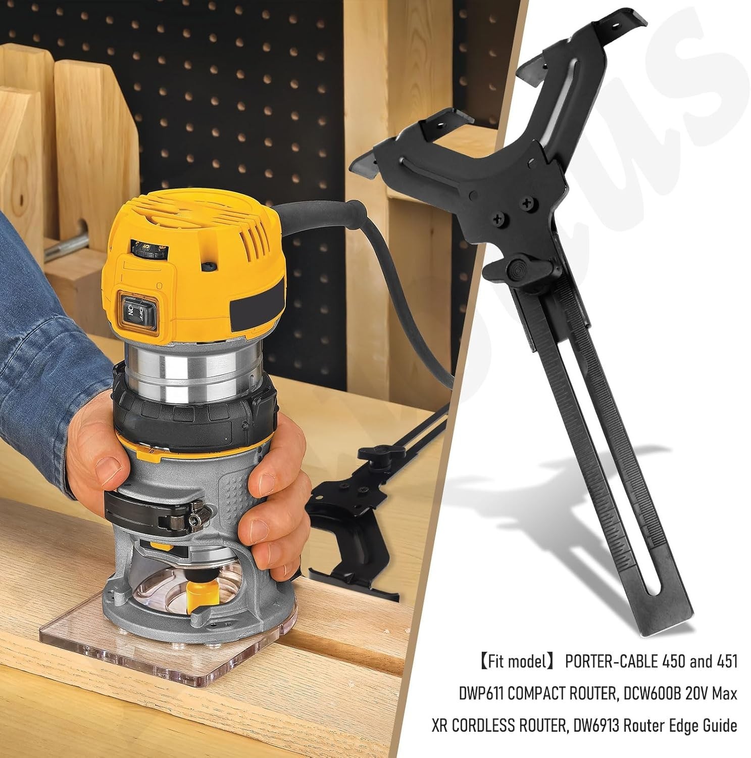 DNP618 Edge Guide for Fixed Base Compact Router, Compatible With DEWALT DWP611