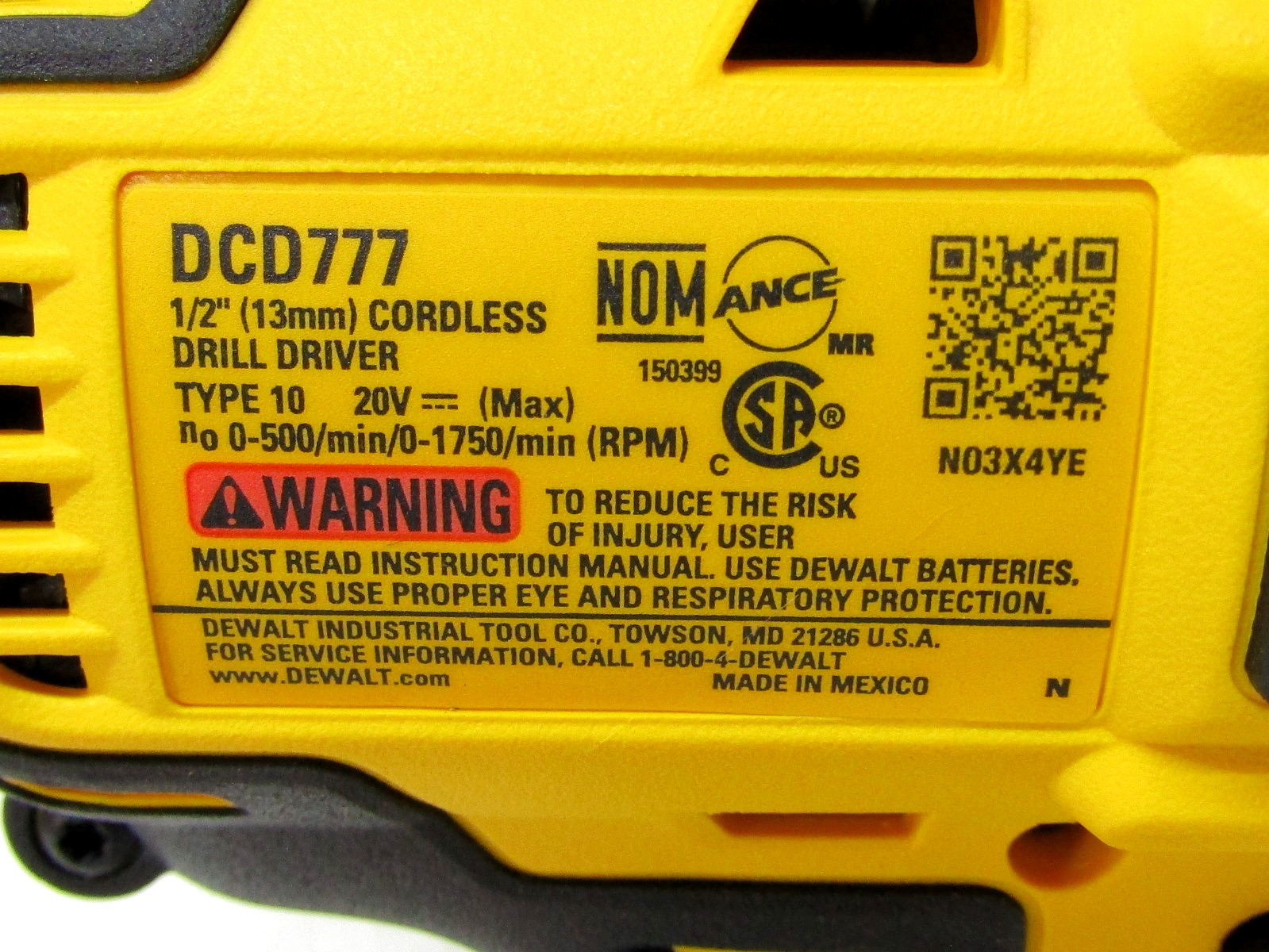 DEWALT DCD777 20V MAX 1/2&Prime; Brushless Compact Drill Driver – Bare Tool Only