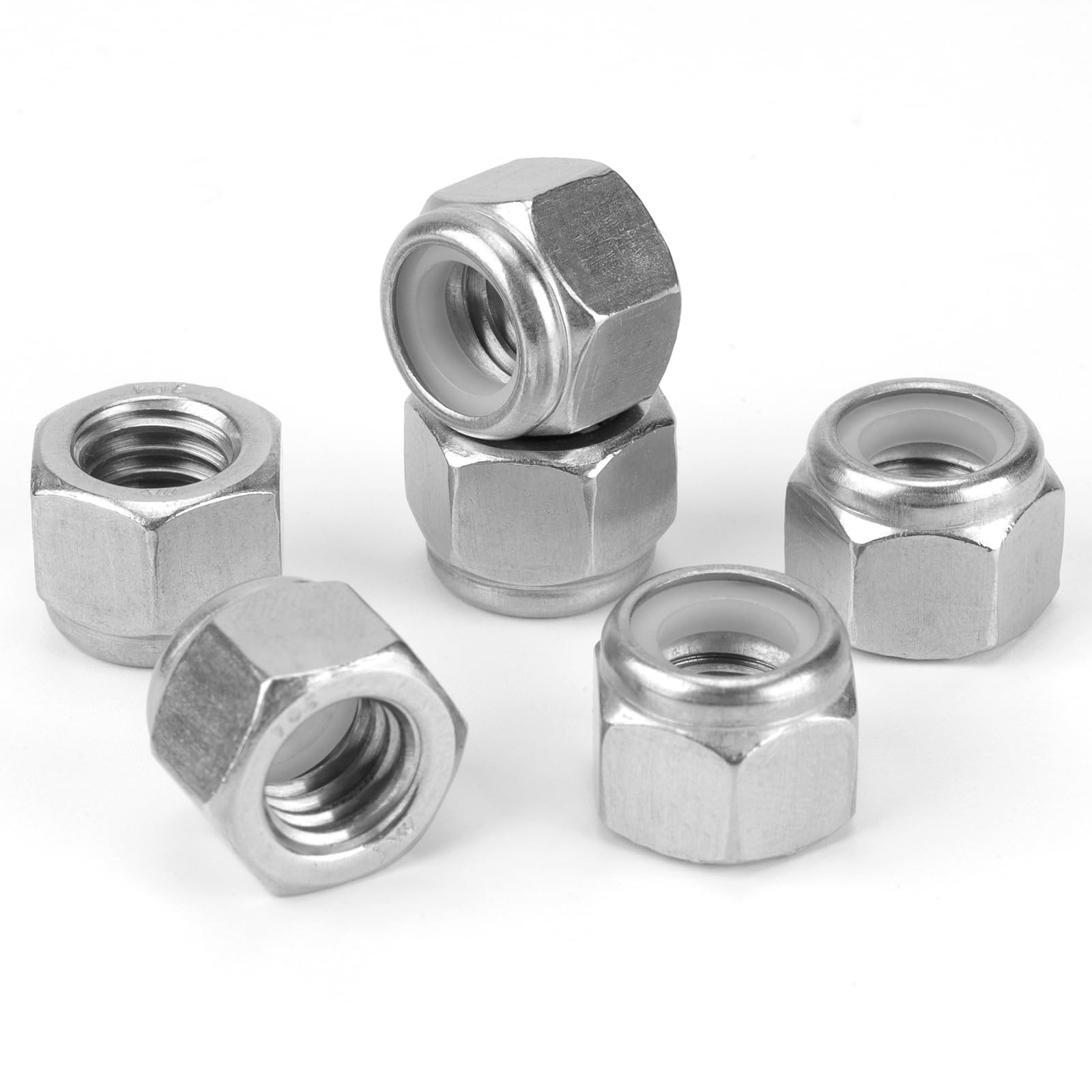 Vmuter 100 Pack 1/4&Prime;-20 Inch Lock Nuts, 304 (A2-70) Stainless 1/4&Prime;-20, Silver