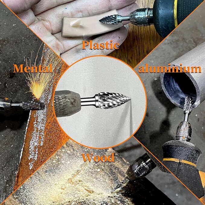 10X Tungsten Carbide Burr Bit Cutting Carving Burr 1/8&Prime; Shank Dremel Rotary Tool