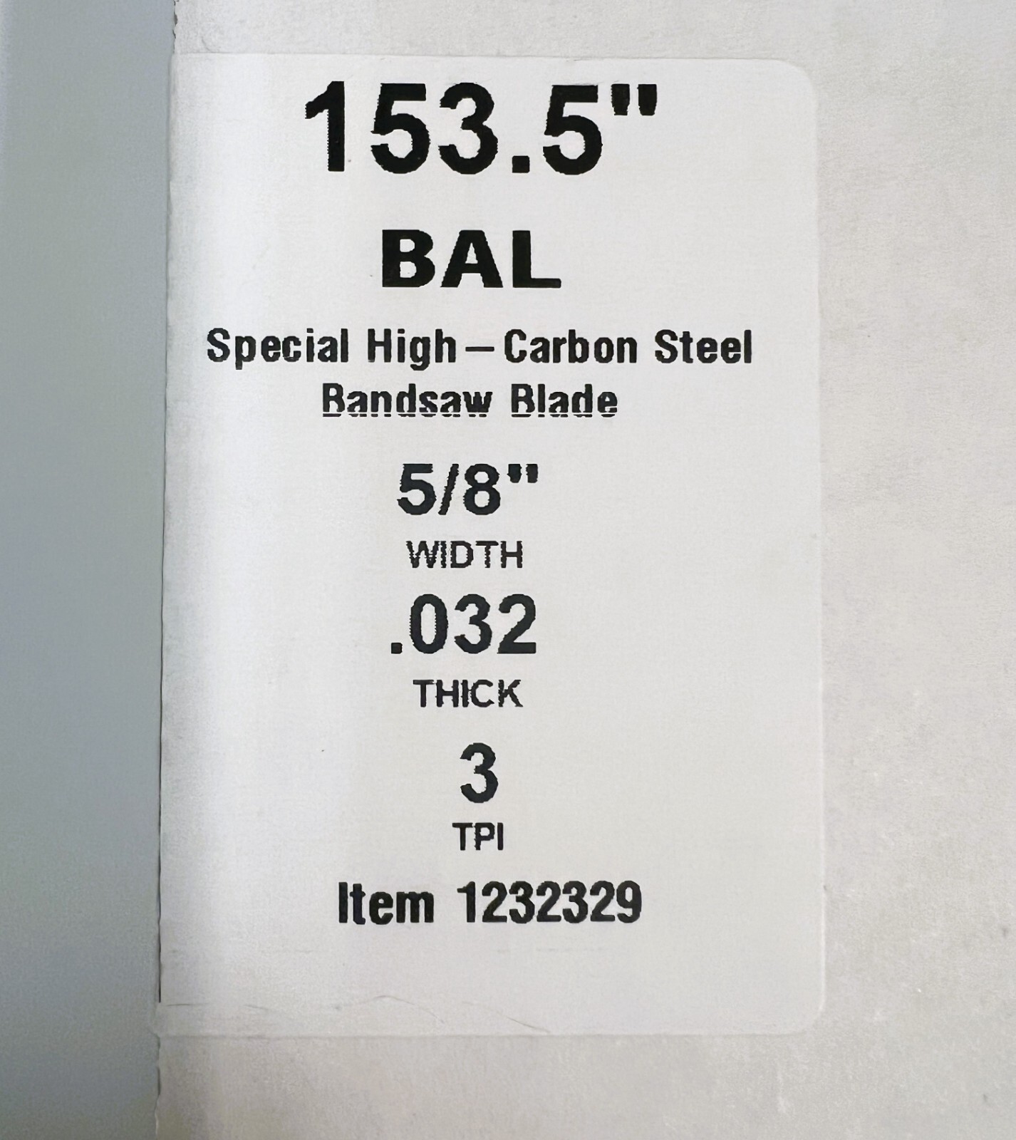 Baileigh Industrial Band Saw Blade 153-1/2&Prime; inch x 5/8&Prime;, 3 TPI, for WBS-18