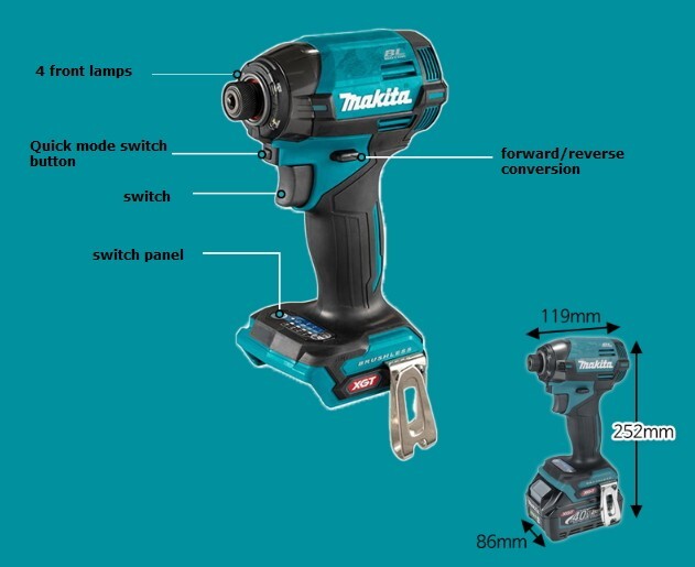 Makita TD002G BL 40V Max Sleeve Chuck 3700Rpm 4600Ipm 220Nm 119mm 6lb *Bare Tool