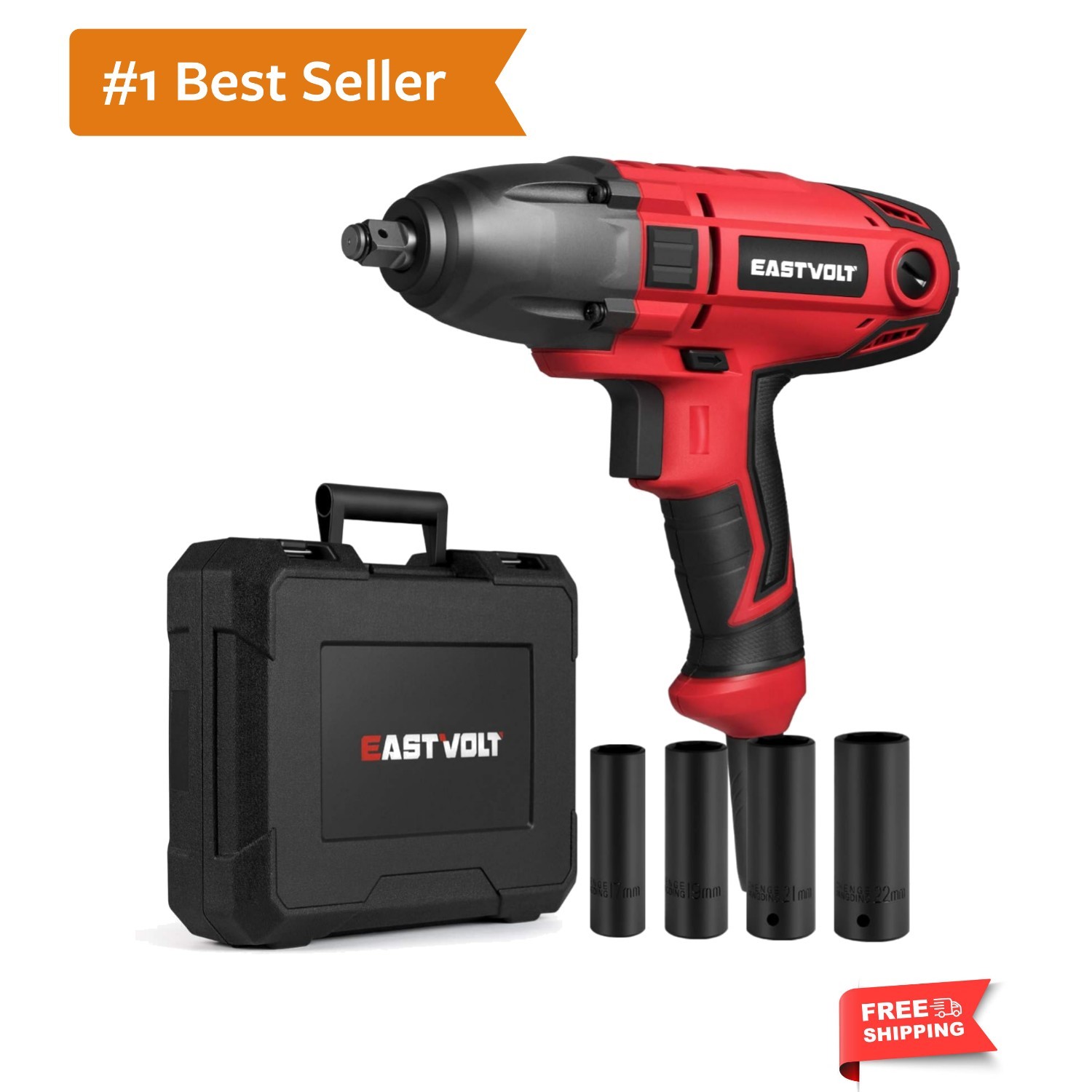 800W Electric Impact Wrench, Heavy Duty 7.5 Amp Corded Max Torque 450 Ft-lbs …