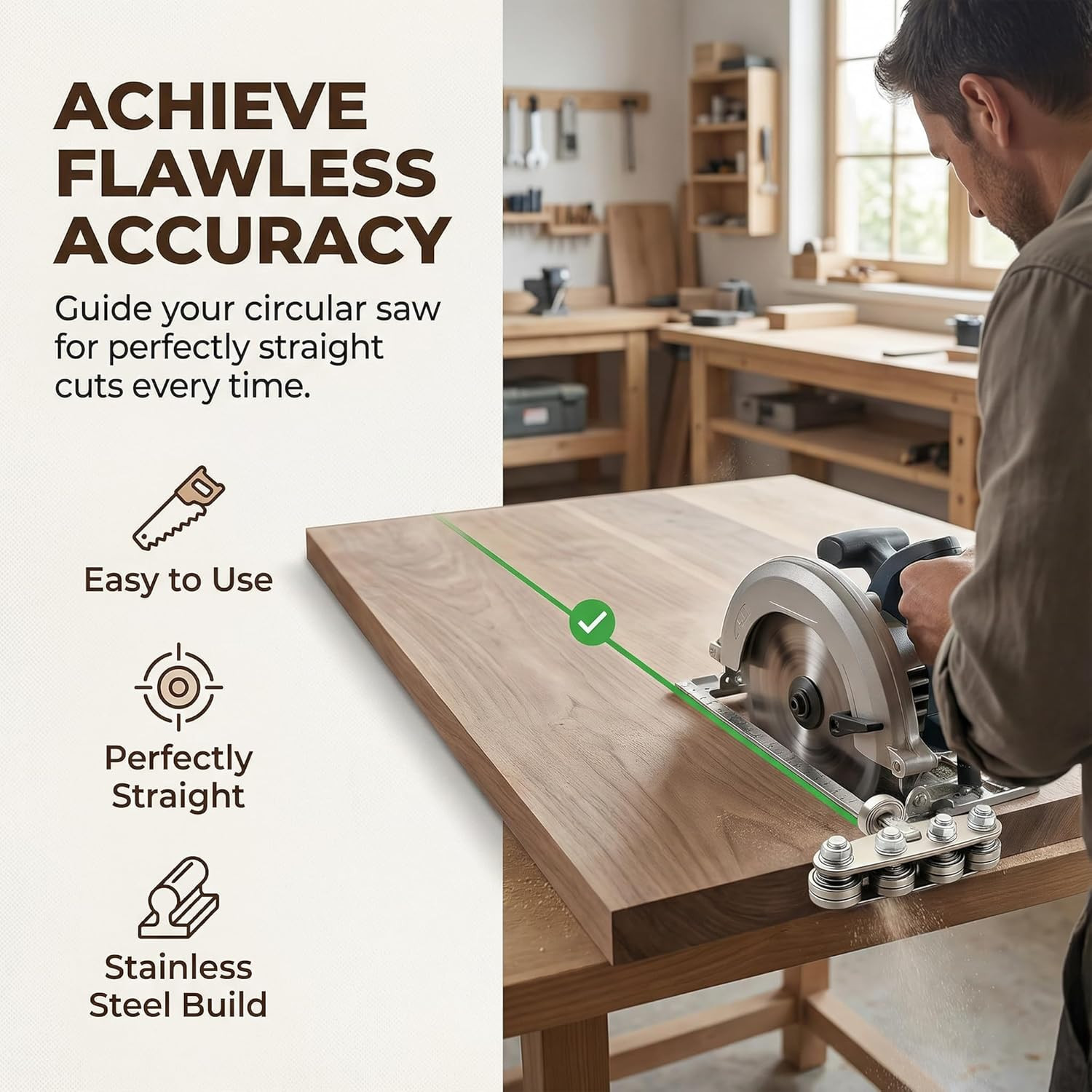 Circular Saw Guide, Circular Saw Guide Rail, Adjustable Stainless Steel Precisio