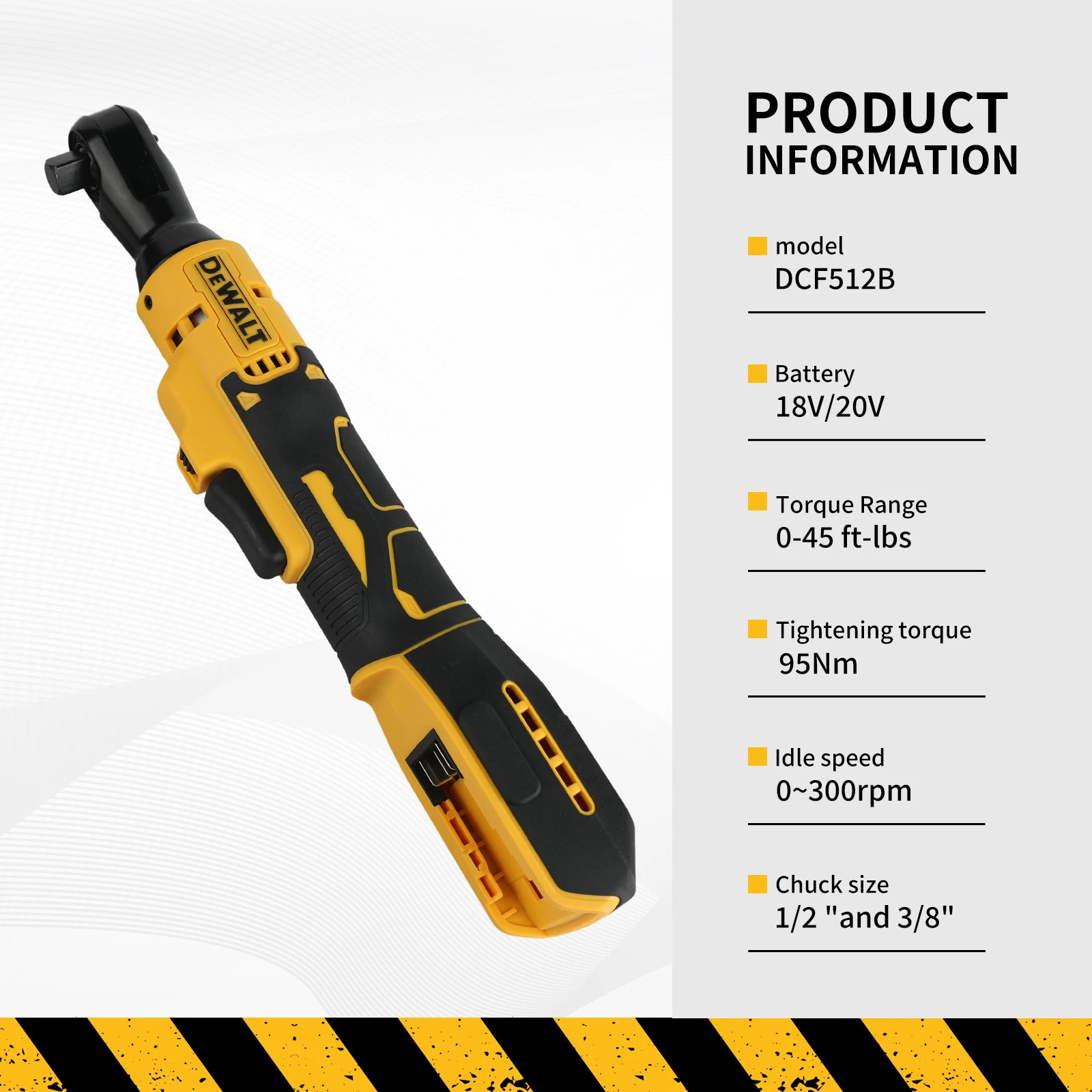 DEWALT DCF512 DCF513 20V Brushless Cordless Ratchet Right Angle Wrench LED