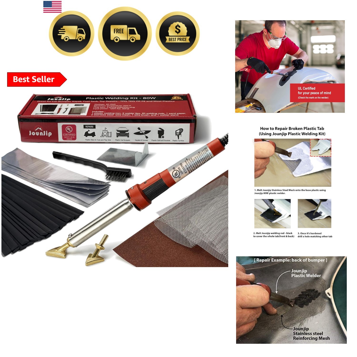Standard Plastic Welding Kit- Certified Welder 80W- Professional Grade Plast…