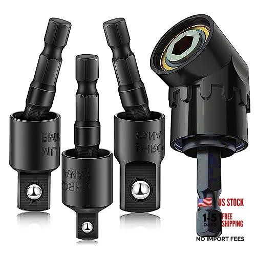 CIGOTU 105 Degree Right Angle Drill Adapter Set, 1/4-1/2 Inch Socket 4*black