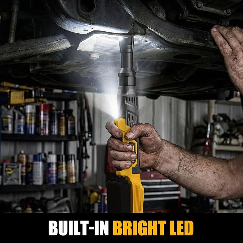 Cordless Ratchet Wrench 3/8in Brushless Motor 75 Ft-lbs Torque LED Light New
