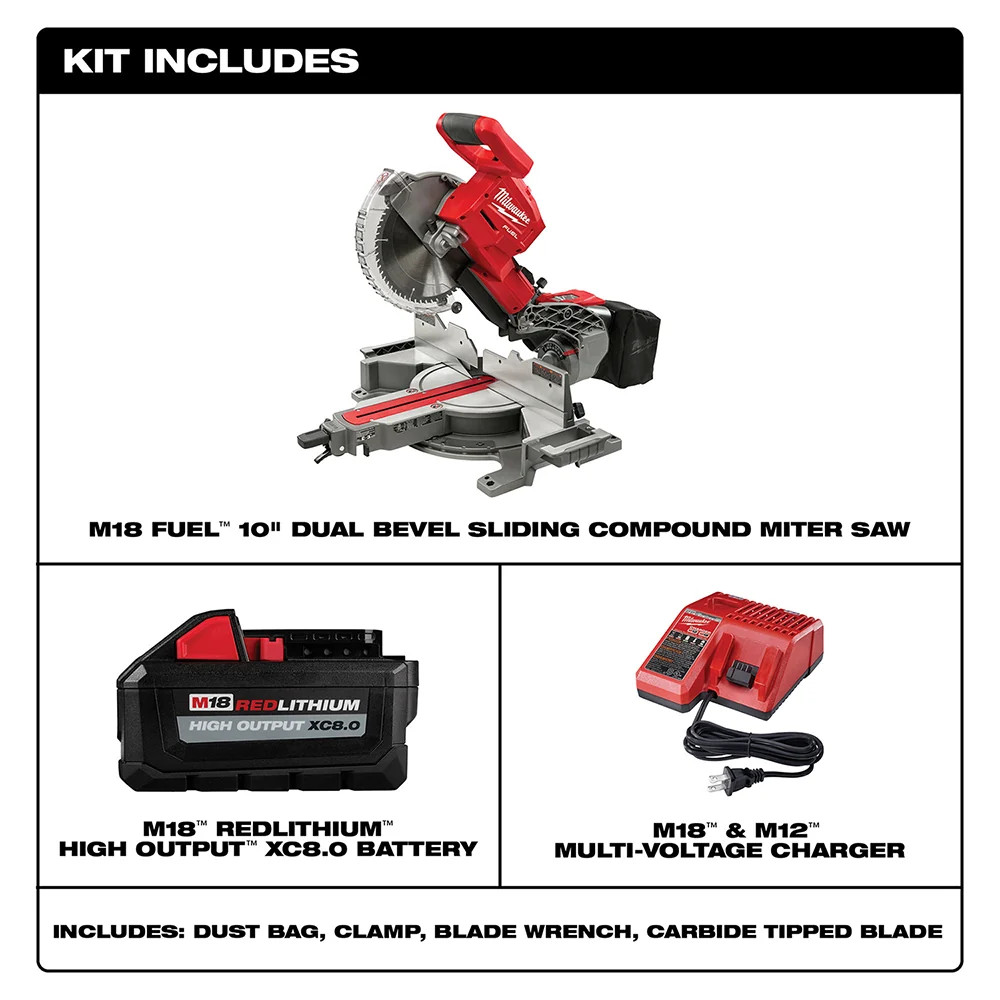 Milwaukee 2734-21 M18 FUEL 18V 10&Prime; Dual Bevel Sliding Compound Miter Saw Kit