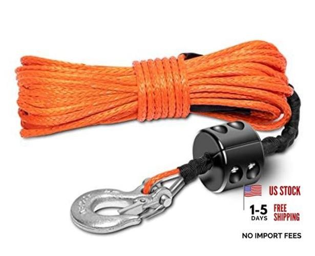 Synthetic Winch Rope Kit 8,350 LBS Winch Cable Line with 3/16&Prime; x 50ft Orange