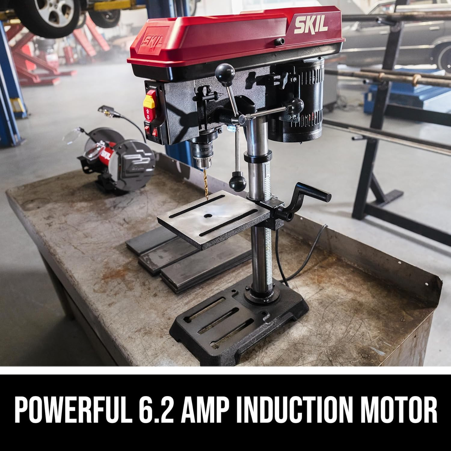 SKIL 6.2 Amp 10 In. 5-Speed Benchtop Drill Press with Laser Alignment & Work Lig