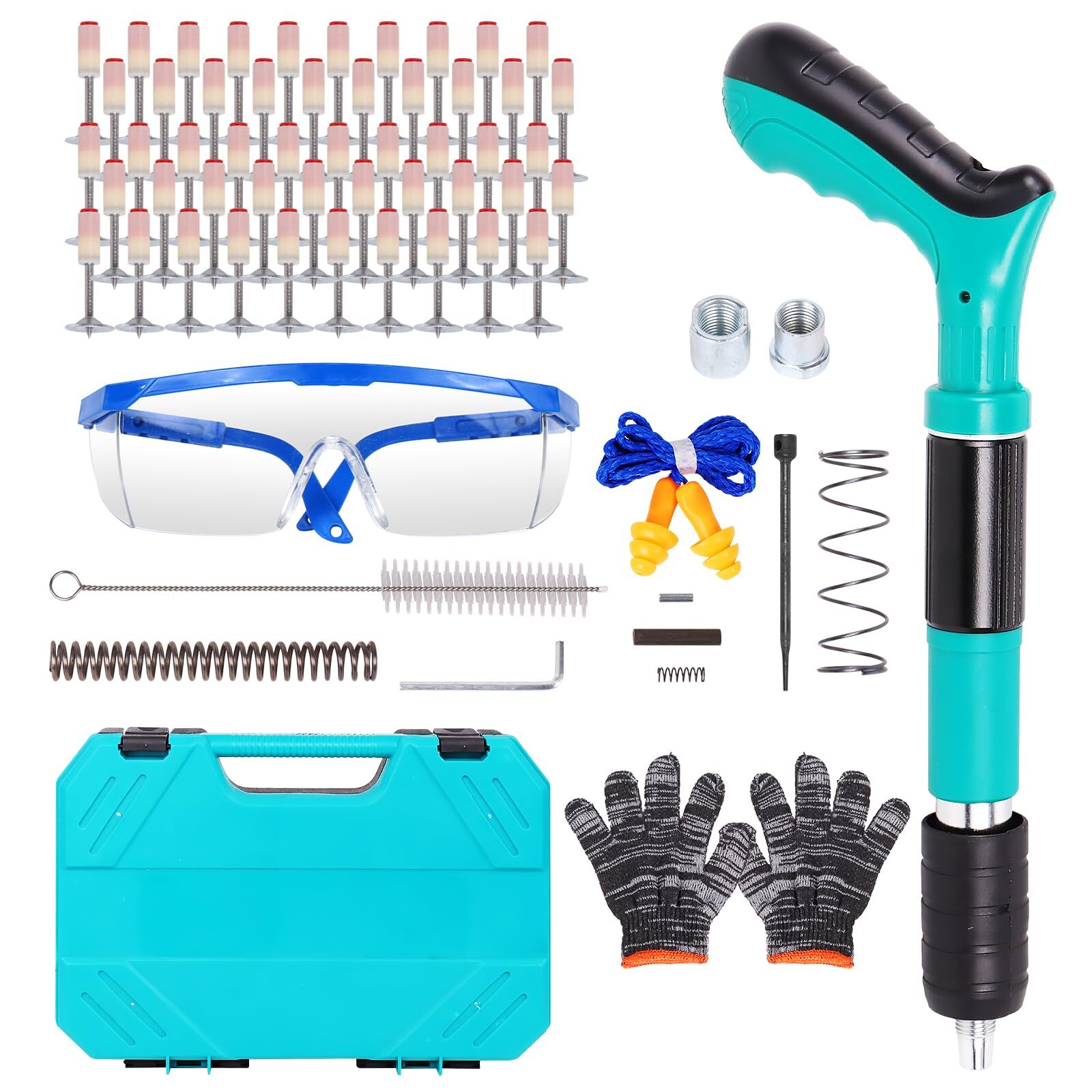 Concrete Nail Gun Kits, Wall Fastening Tool Portable Nail Machine 50pcs Nails