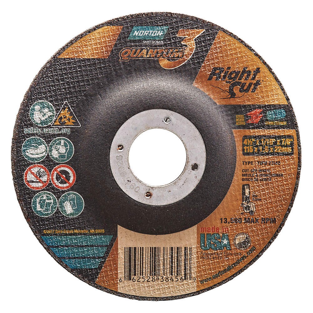 NORTON 66252838456 Abrasive Cut-Off Wheel,4-1/2&Prime; dia. PK 25
