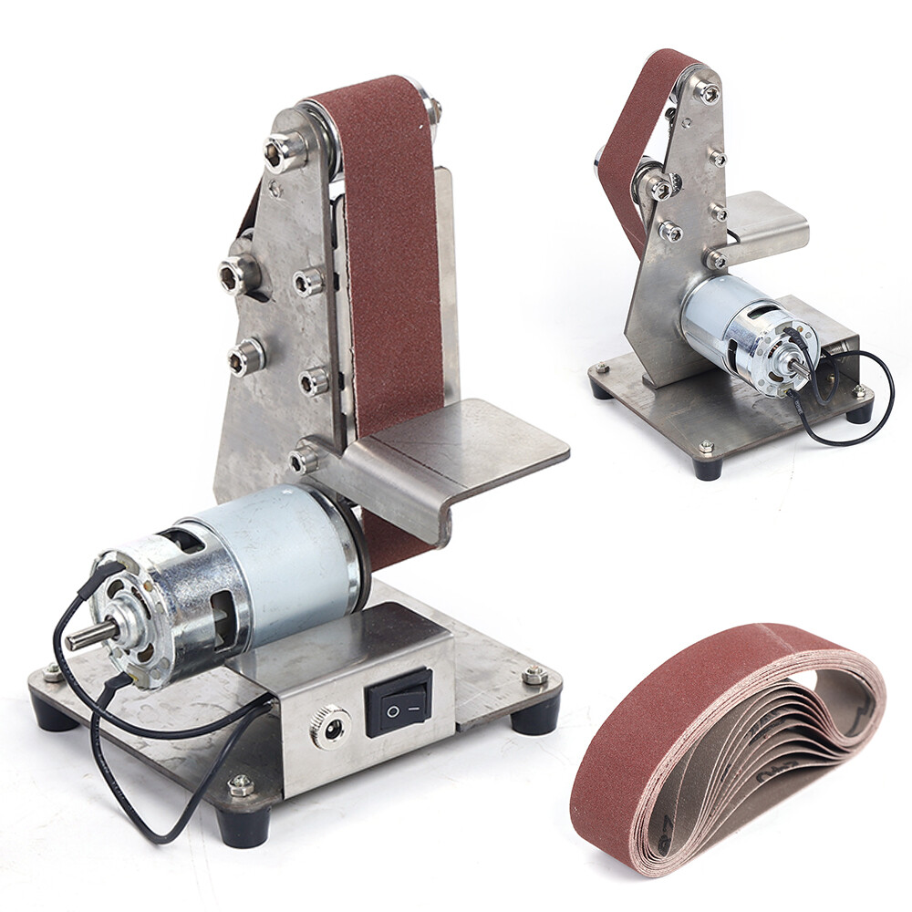 Electric Belt Grinder Vertical Belt Sander Polishing Grind Machine Dual Bearing