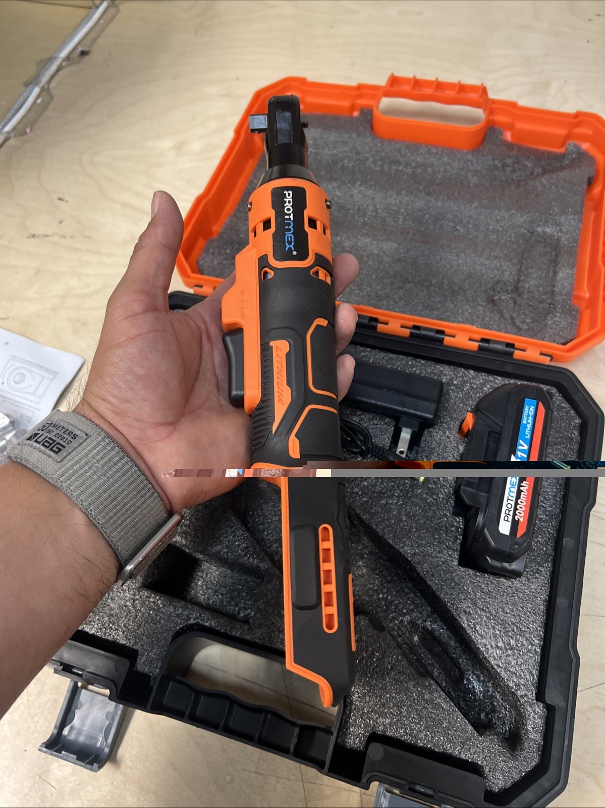 Protmex Cordless Electric Ratchet Wrench 21V 2 X 2.0Ah Battery 60FT-LBS (80N.m)