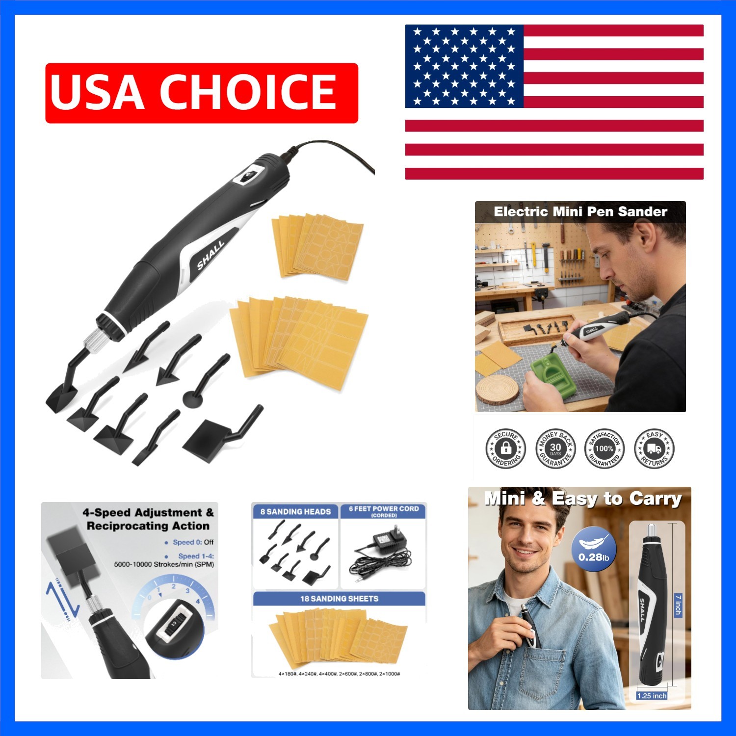 Mini Pen Sander, Electric Reciprocating Sander w/ 4 Adjustable Speeds | 12V M…