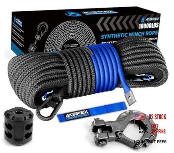 Synthetic Winch Rope Kit, 1/4&Prime;x50ft(Black)-10000lbs 1/4&Prime;x50ft(Black)-10000lbs