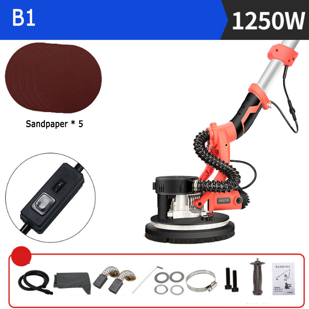 1250W 220V Sander Polishing Drywall Machine Electric Wall Sanding LED Light