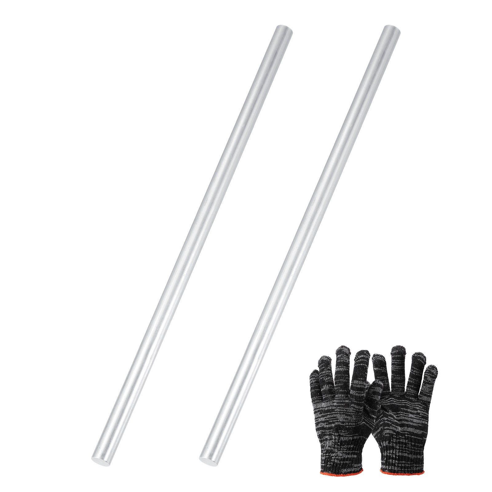 2Pcs 6061 Aluminum Rod 3/8&Prime;(9mm) Dia 10&Prime;(254mm) Long Silver Tone