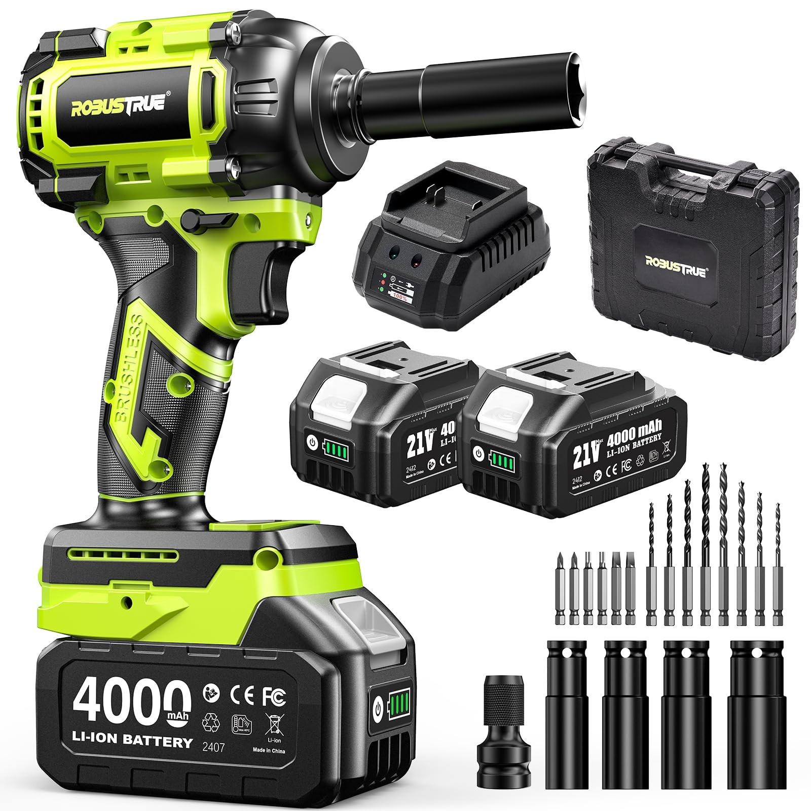 1/2 Brushless Impact Wrench Robustrue 590Ft lb