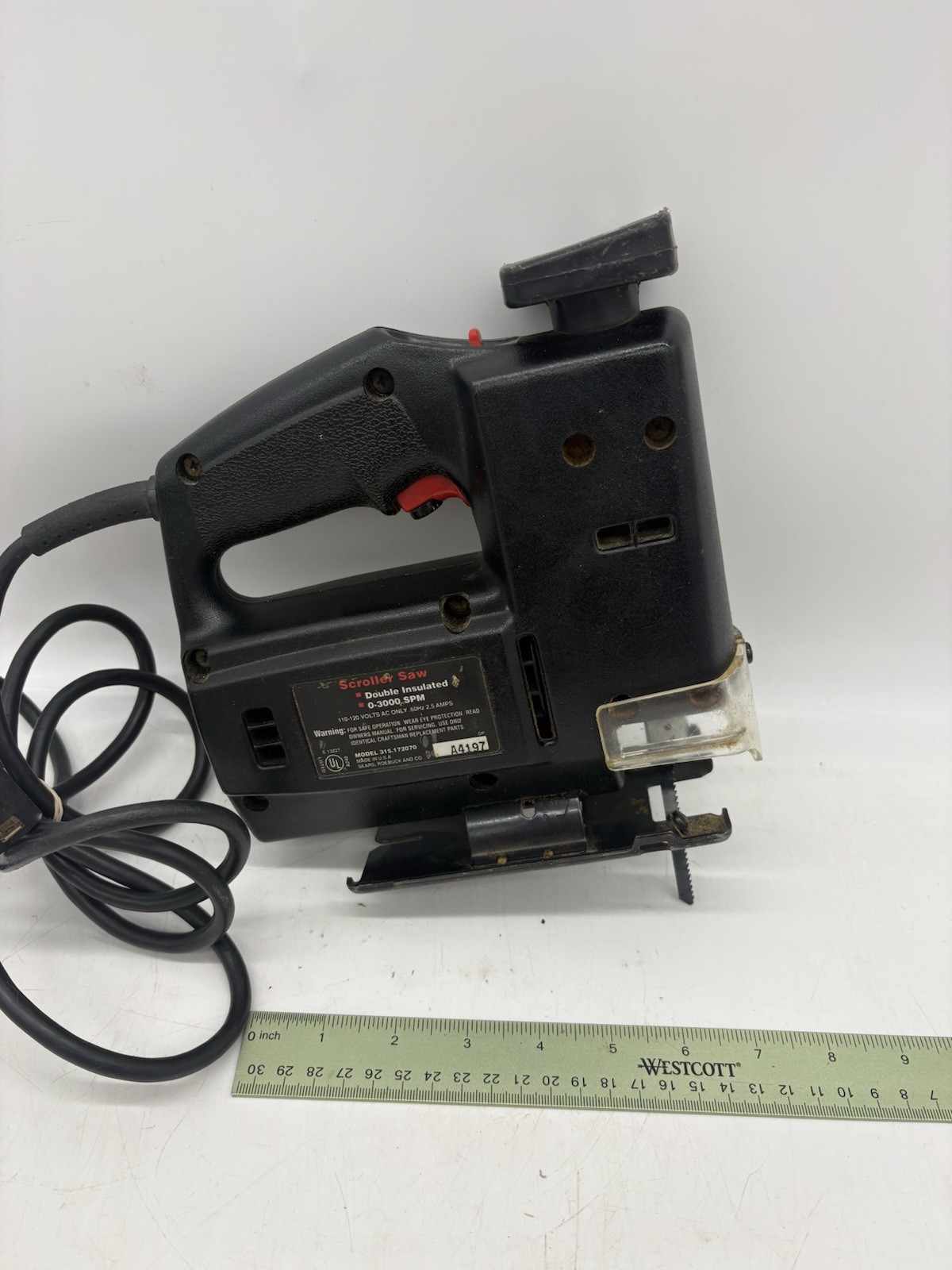 Vintage Craftsman 1/4HP Variable Speed Scroller Jigsaw -3000SPM 315.172070 WORKS