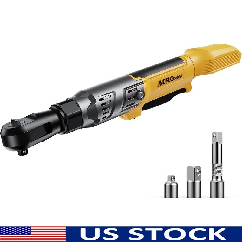 Cordless 3/8 Ratchet Wrench Brushless Motor 74Ft-Lbs Electric Tool Only Adapters