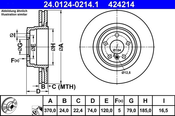 Brake discs BMW 7 (E65, E66, E67) 760 i, Li 24.0124-0214.1 (1 piece)