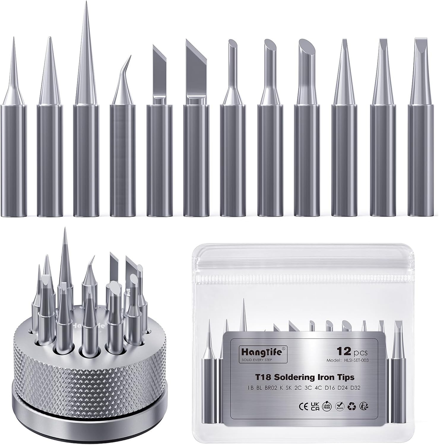T18 Soldering Iron Tips with Tip Holder for Hakko FX-888D FX-888 FX8801 FX-60…