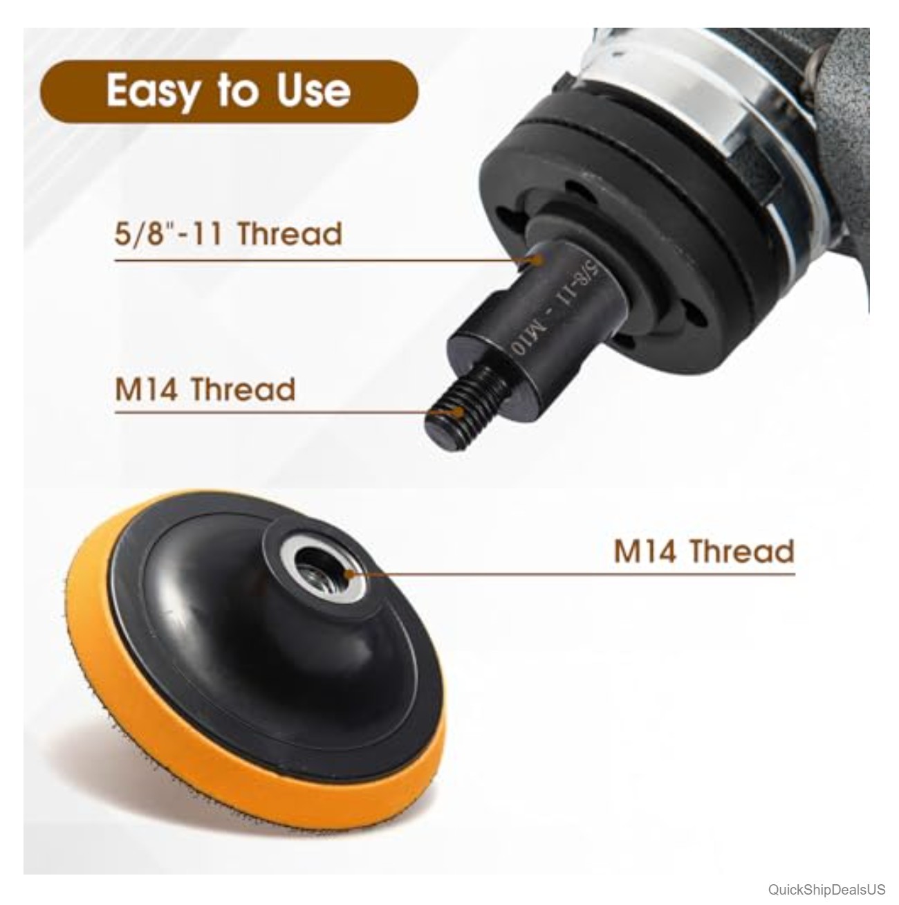 Angle Grinder Adapter 2 Pcs 5/8-11 Female to M10 M14 Male Thread Converter Steel