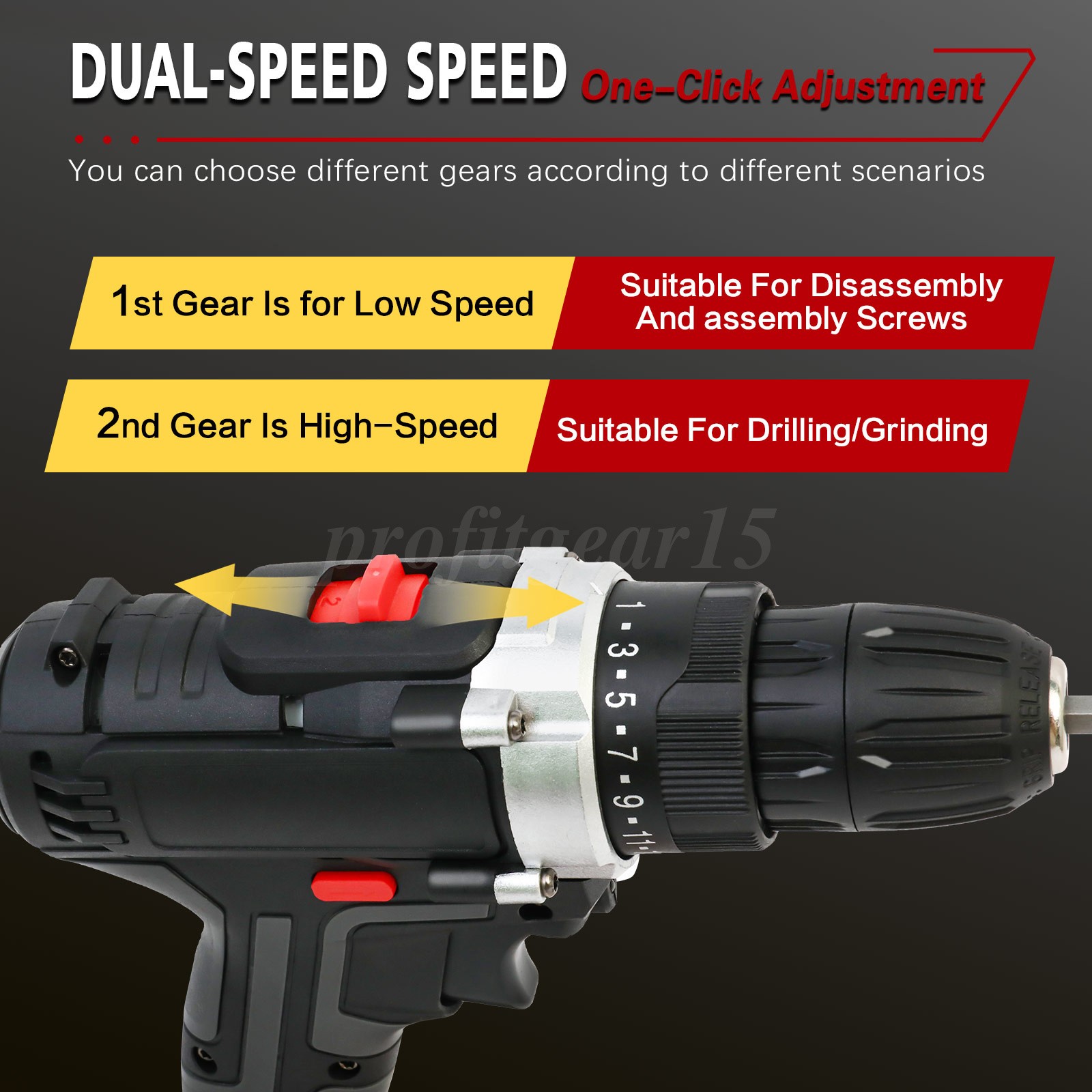 21V Electric Hammer Drill Cordless Impact Driver Combo Kit W/2 Batteries&Charger